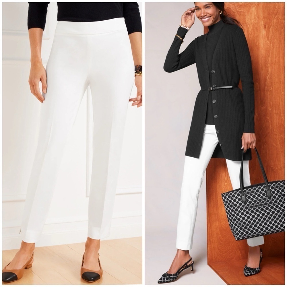 Talbots Chatham Ankle Women’s White Cotton Blend Stretch Ankle Pant Sz 16 NWT